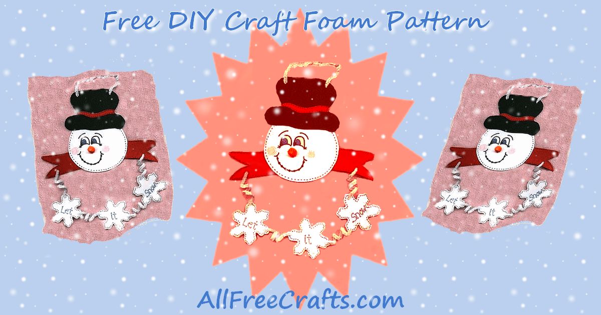 free DIY craft foam pattern to make a "let it snow" snowman