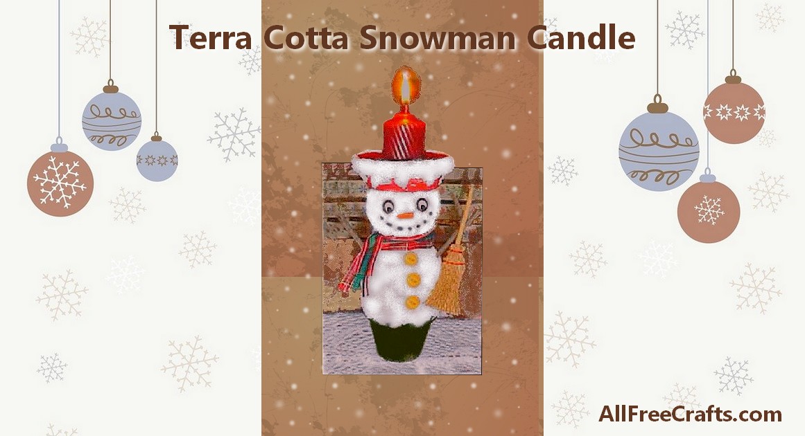 snowman in a clay pot candle holder