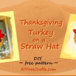 Thanksgiving turkey on a straw hat door decoration