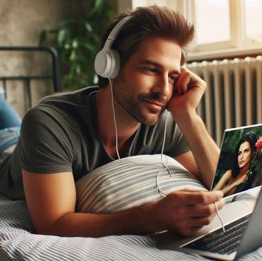 husband listening to favorite playlist made by his wife