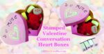 stamped paper mache conversation heart boxes