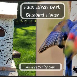 faux birch bark bluebird house